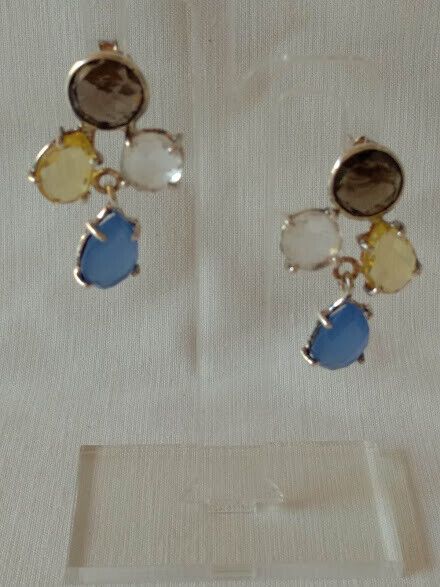 Pendientes Plata de Ley con ágatas de colores Presión Nuevos - Imagen 3