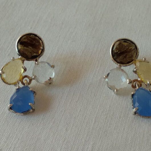 Pendientes Plata de Ley con ágatas de colores Presión Nuevos