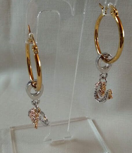 Pendientes de aro en acero dorado colgante intercambiable Nuevos (106)