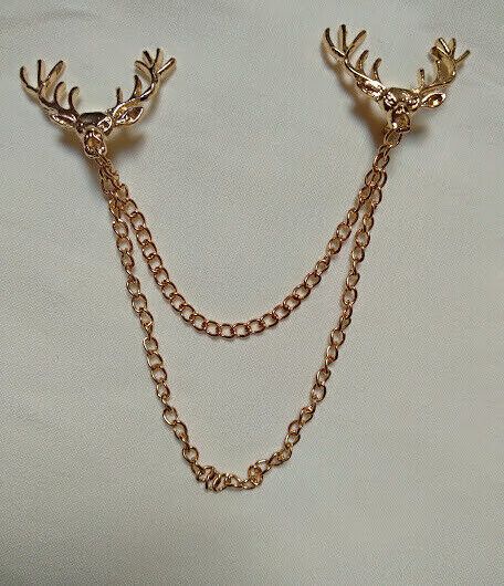Broche bisuteria doble  ciervos y cadenas con pin .Nuevo