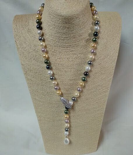 Collar perlas con broche pluma multiposicion Nuevo con etiquetas (105)