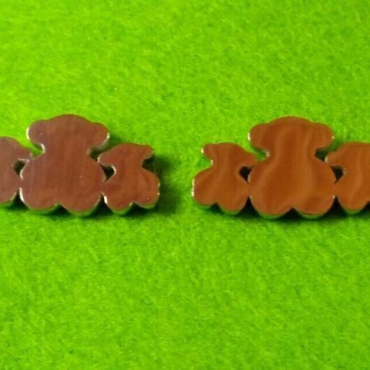 Pendientes acero mujer colección primavera tres ositos con presión