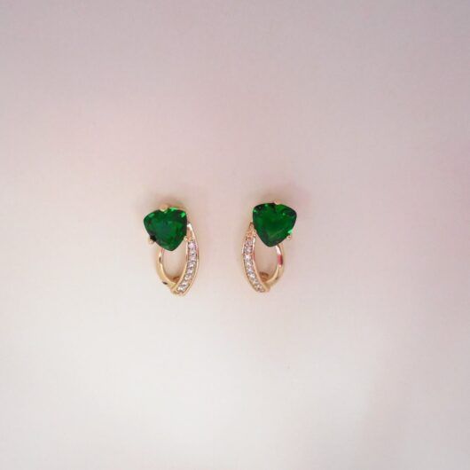 Pendientes bisuteria color dorado  y piedras verdes
