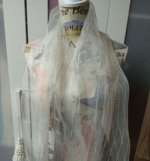 Fular combinado de lino y seda con hilos de colores pastel (134)