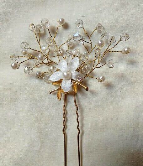 Horquilla aderezo mujer ceremonia dorado perlas y símiles Nuevo
