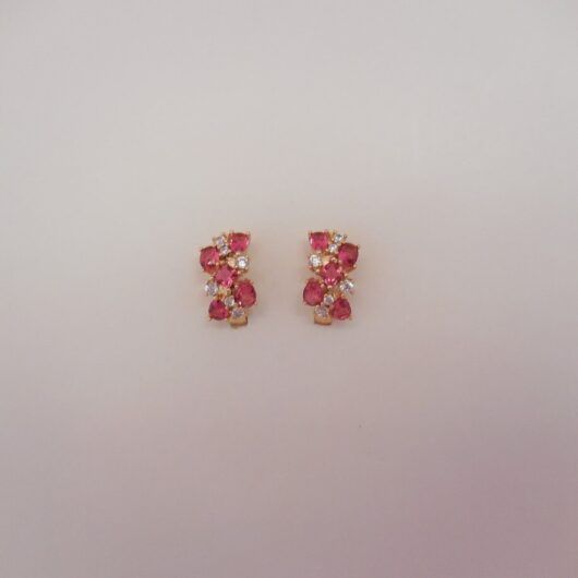 Pendientes bisuteria dorados con piedras rosas y blancas