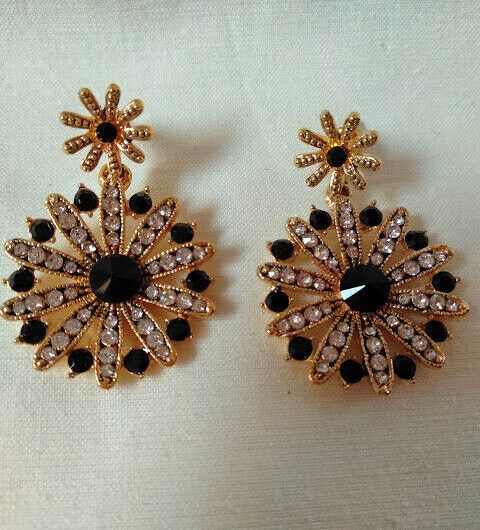 Pendientes mujer bisutería flor piedras cierre presión Nuevos