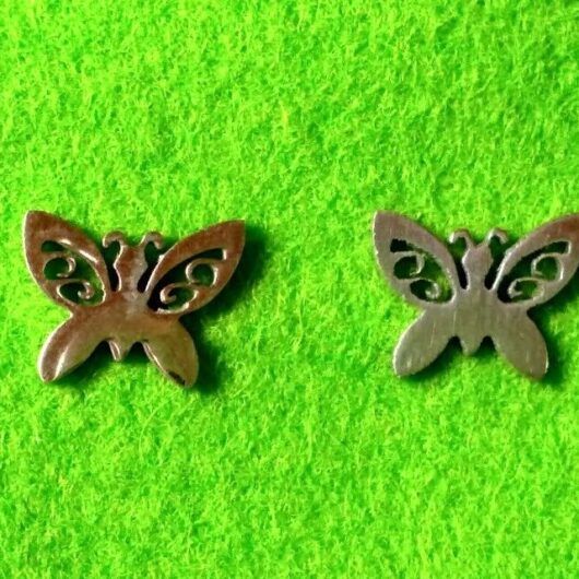 Pendientes acero mujer colección primavera mariposas con presión