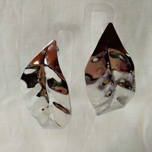 Pendientes bisuteria plateado mujer con forma de hoja nuevo con etiquetas