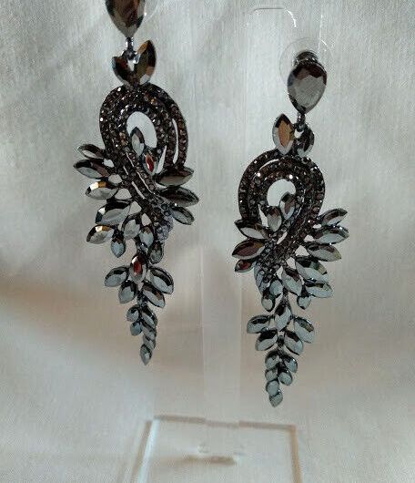 Pendientes fantasía largos fiesta cristal presión nuevo con etiqueta (106)