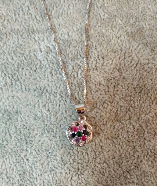 Pendientes y gargantilla con piedras Plata de Ley Rodiada presión Nuevos (106) - Imagen 3