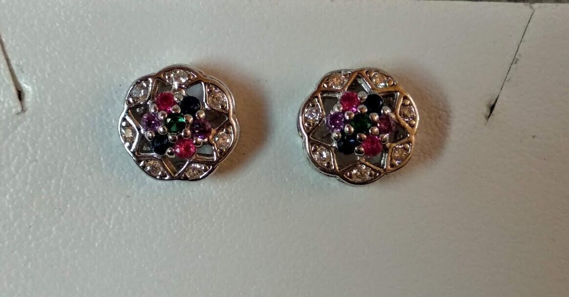 Pendientes y gargantilla con piedras Plata de Ley Rodiada presión Nuevos (106) - Imagen 5