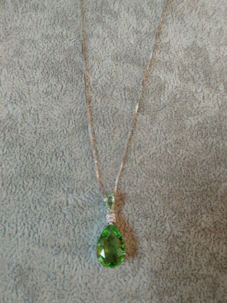 Collar con colgante lagrima de aventurina Plata de Ley Rodiada Nuevos (106) - Imagen 3