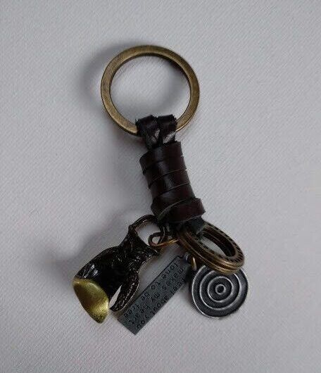 Llavero acero guante boxeo con piel y mensaje Nuevo (102)