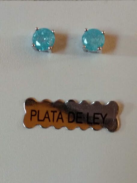 Pendientes y gargantilla con zafiro claro Plata de Ley presión Nuevos (106) - Imagen 5