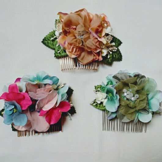 Tocado peineta con flores tela mujer Nuevo