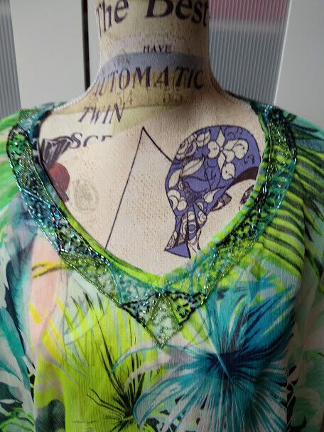 Vestido playa kaftan mujer talla única con bordado Nuevo con etiquetas. (135) - Imagen 3