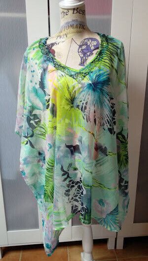 Vestido playa kaftan mujer talla única con bordado Nuevo con etiquetas. (135)