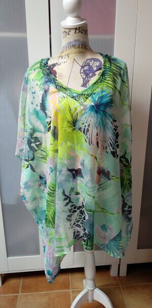 Vestido playa kaftan mujer talla única con bordado Nuevo con etiquetas. (135)