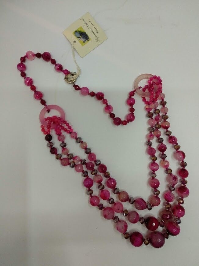Collar agatas naturales color rosa Nuevo con etiquetas. - Imagen 3