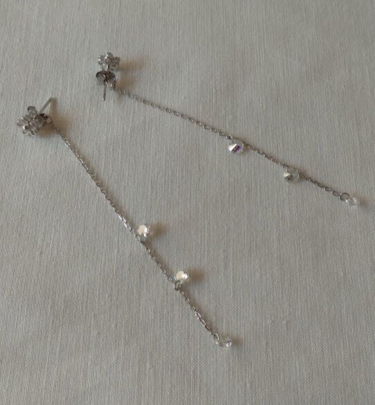 Pendientes Plata de Ley largos con circonitas presión Nuevos - Imagen 5