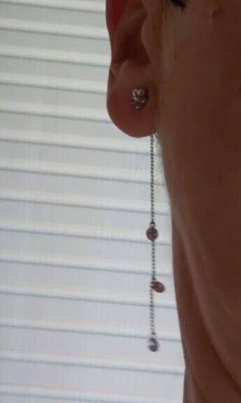 Pendientes Plata de Ley largos con circonitas presión Nuevos - Imagen 6