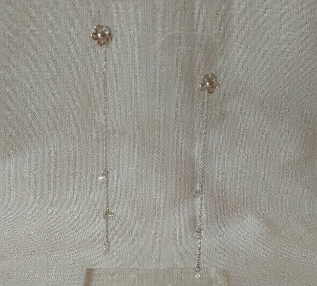 Pendientes Plata de Ley largos con circonitas presión Nuevos