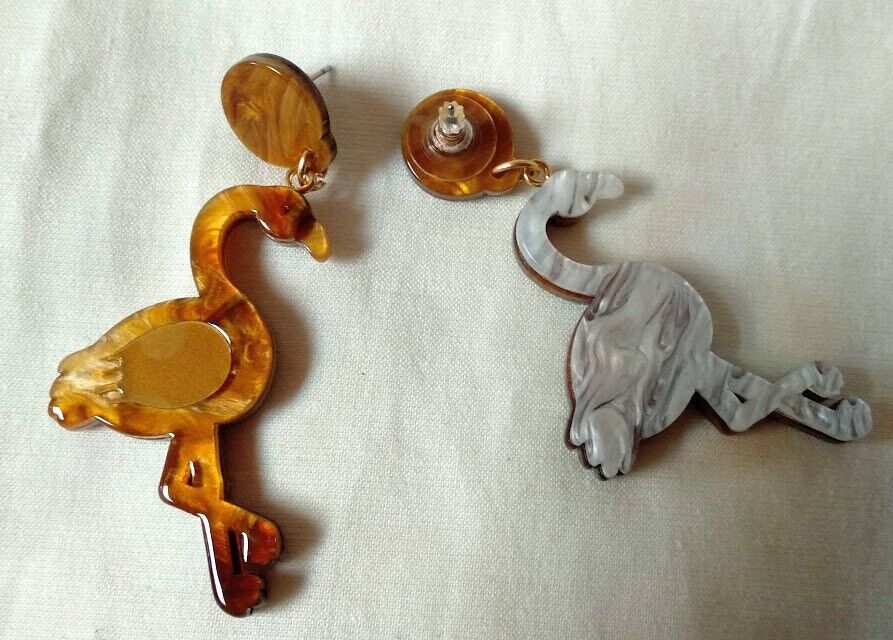 Pendientes acetato mujer juvenil forma flamenco Nuevos - Imagen 3