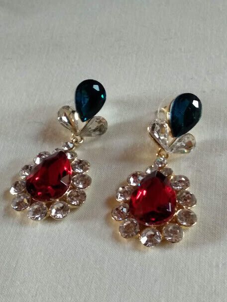 Pendientes mujer fantasía cristal lagrima cierre de presión Nuevos (106) - Imagen 3