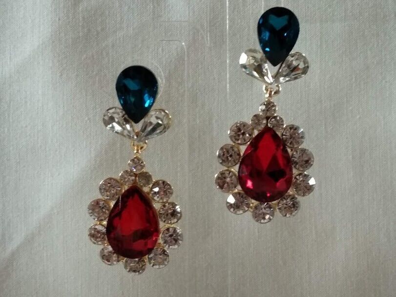 Pendientes mujer fantasía cristal lagrima cierre de presión Nuevos (106) - Imagen 6