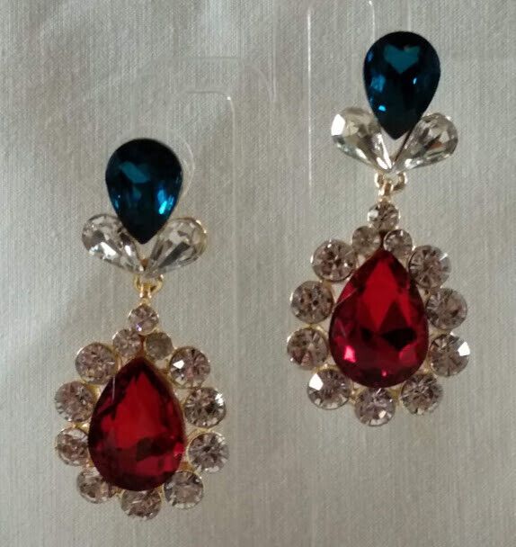 Pendientes mujer fantasía cristal lagrima cierre de presión Nuevos (106)