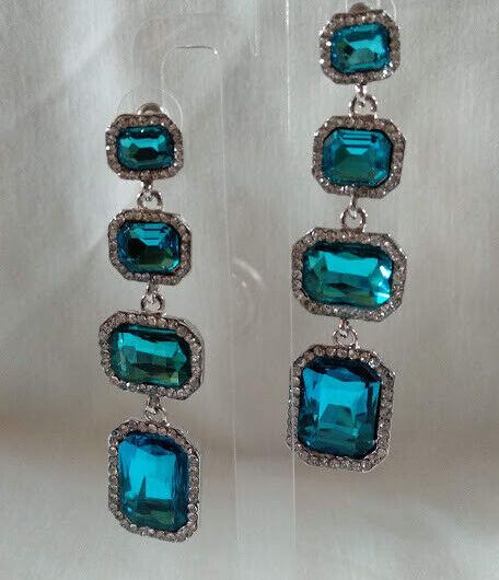 Pendientes mujer fantasía largos cristal cierre de presión Nuevos (106)