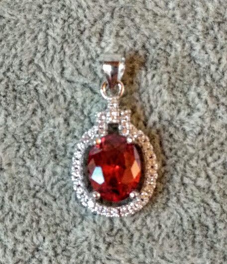 Colgante ovalado piedra marrón anaranjado Plata de Ley rodiada 925 Nuevo (106)