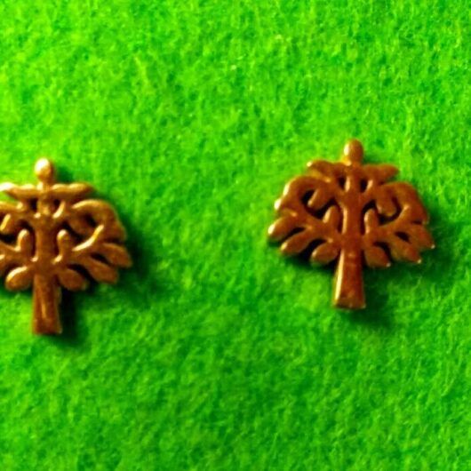 Pendientes acero dorado mujer colección primavera árbol con presión