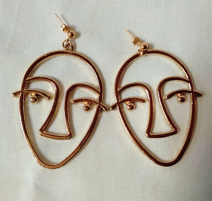 Pendientes bisutería estilo picasiano mujer largo nuevo con etiquetas - Imagen 3