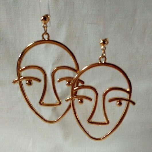 Pendientes bisutería estilo picasiano mujer largo nuevo con etiquetas