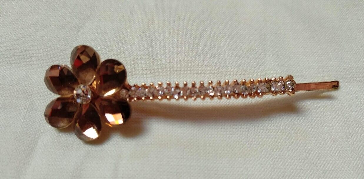 Pasador horquilla pelo color dorado mujer con flor colores Nuevo - Imagen 4