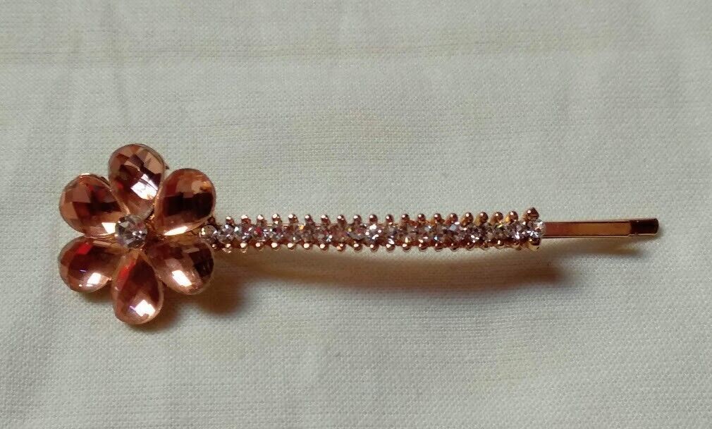 Pasador horquilla pelo color dorado mujer con flor colores Nuevo - Imagen 5