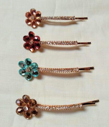 Pasador horquilla pelo color dorado mujer con flor colores Nuevo