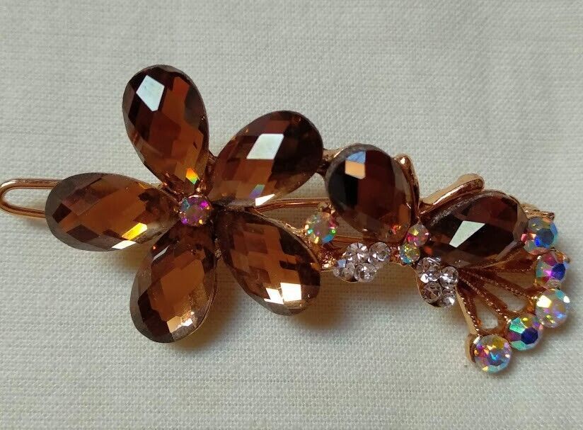Pasador pelo color dorado mujer piedras de colores Nuevo - Imagen 3
