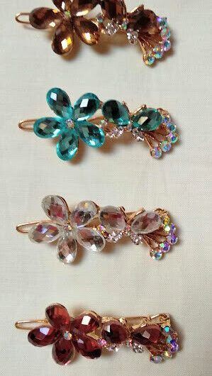 Pasador pelo color dorado mujer piedras de colores Nuevo