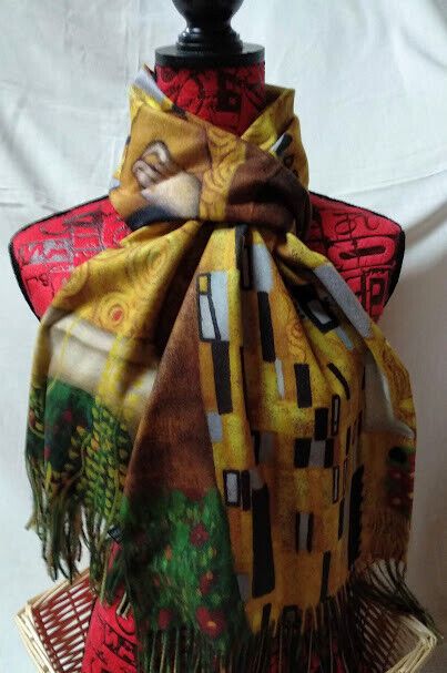 Pasmina Cashmere estampado inspirado cuadro Klimt Nuevo con etiquetas (105) - Imagen 3