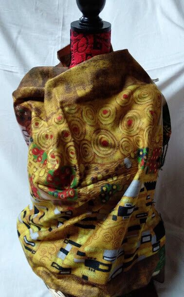Pasmina Cashmere estampado inspirado cuadro Klimt Nuevo con etiquetas (105)
