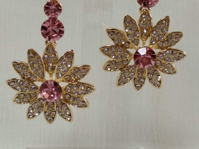 Pendientes mujer fantasía largos con pedrería cierre de presión Nuevos (104) - Imagen 4