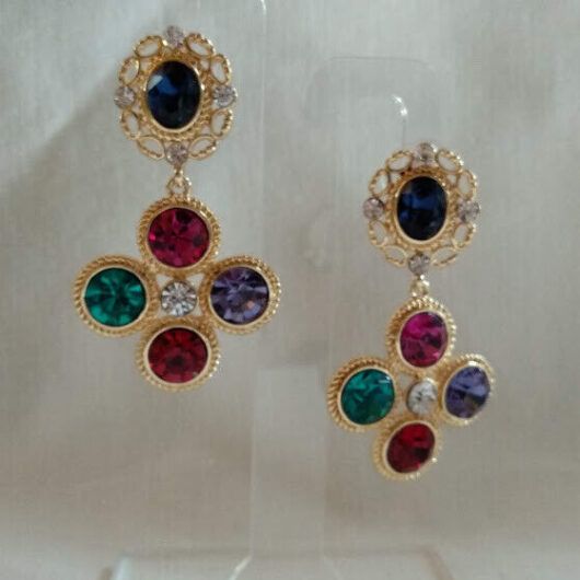 Pendientes mujer fantasía multicolor cierre de presión Nuevos (106)