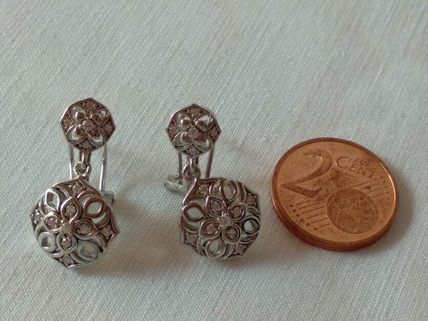 Pendientes tipo Vintage Plata de Ley largos con circonitas Omega Nuevos - Imagen 5