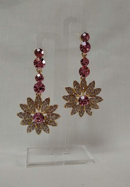 Pendientes mujer fantasía largos con pedrería cierre de presión Nuevos (104) - Imagen 7