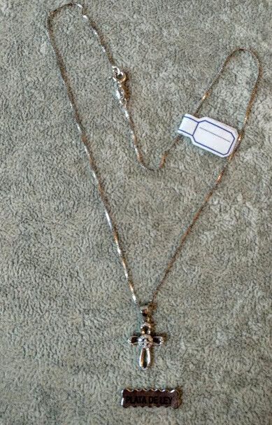 Collar con colgante con forma de cruz Plata de Ley Rodiada Nuevos (106) - Imagen 4