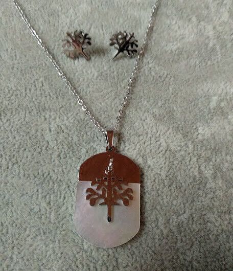 Collar gargantilla y pendientes acero antialergico con colgante Nuevos (106)