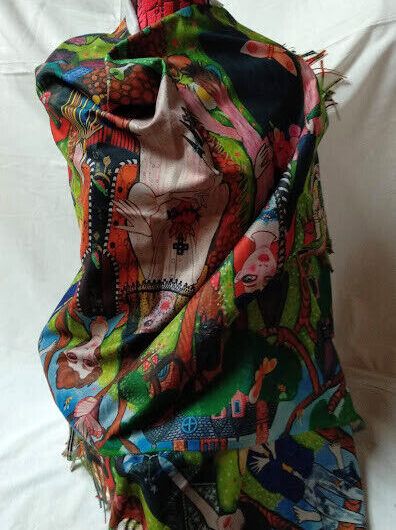 Pasmina Cashmere estampado figuras bosque Nuevo con etiquetas (105)